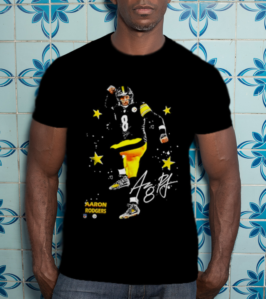 Aaron Rodgers Pittsburgh Steelers King Of The North Yellow Stars Signature T-Shirt