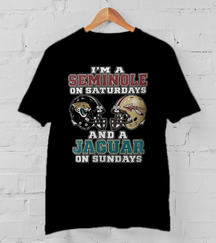 I'm A Seminole On Saturdays And A Jaguar On Sundays Football Fan Helmet T-Shirt