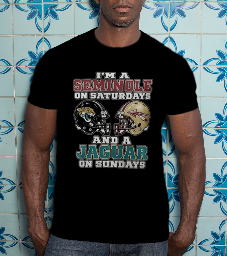 I'm A Seminole On Saturdays And A Jaguar On Sundays Football Fan Helmet T-Shirt