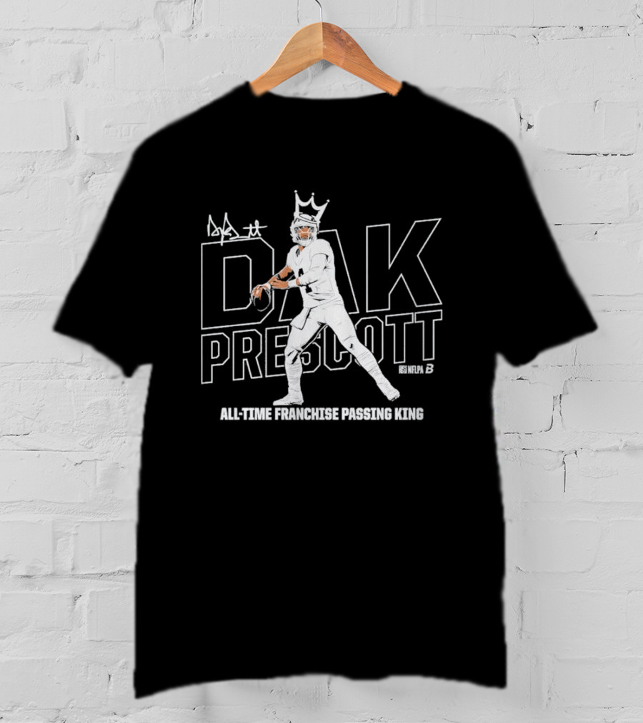 Dak Prescott All Time Franchise Passing King Number 4 Autograph T-Shirt