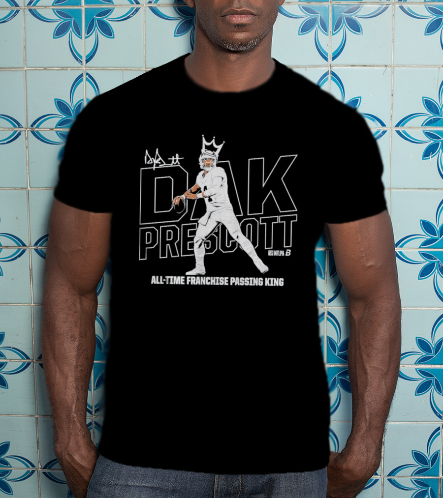 Dak Prescott All Time Franchise Passing King Number 4 Autograph T-Shirt