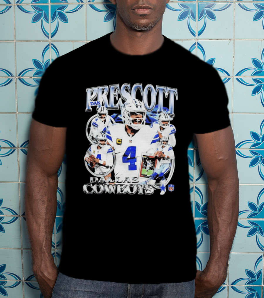 Dak Prescott Dallas Cowboys NFL Quarterback Collage T-Shirt