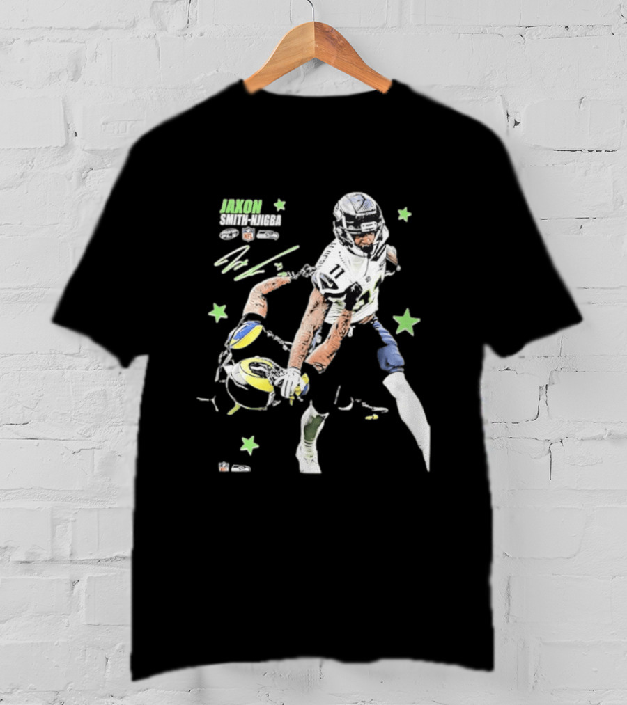 Jaxon Smith Njigba Seattle Seahawks NFL Vs LA Rams Football Art Star Player 11 T-Shirt