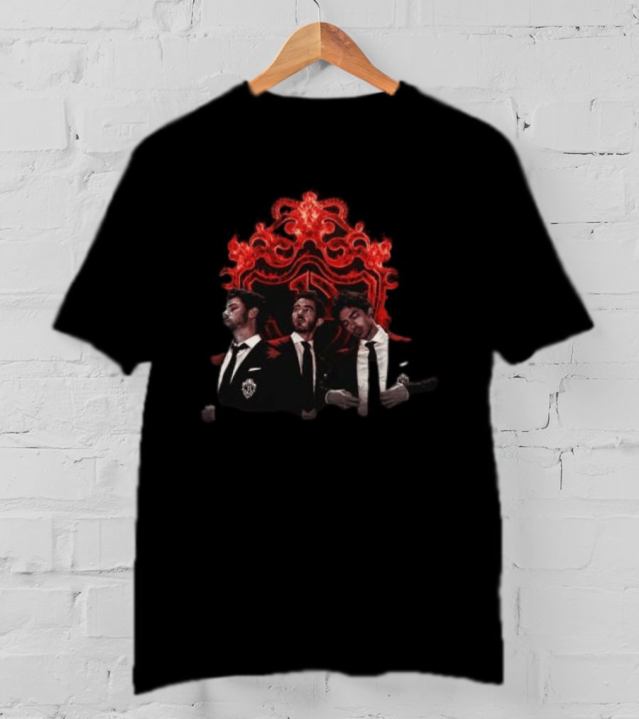 Jonas Brothers Burning Up Crest Tour Fiery Red Suits T-Shirt