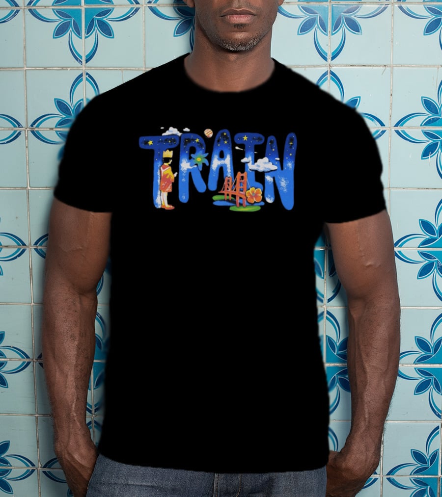 Train X Manhead Store Starry 2026 Tour Golden Gate Bridge Planet And Flowers T-Shirt
