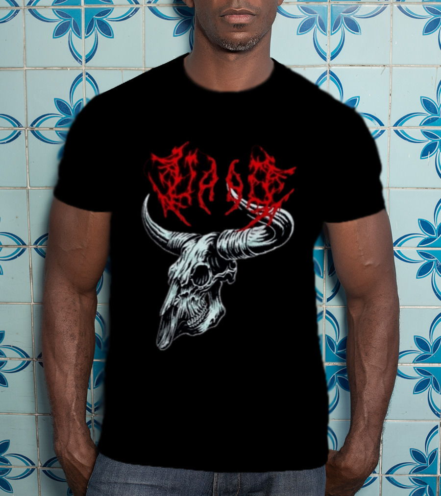 Merchdrop Upon A Burning Body Metal Texas Skull Red T-Shirt