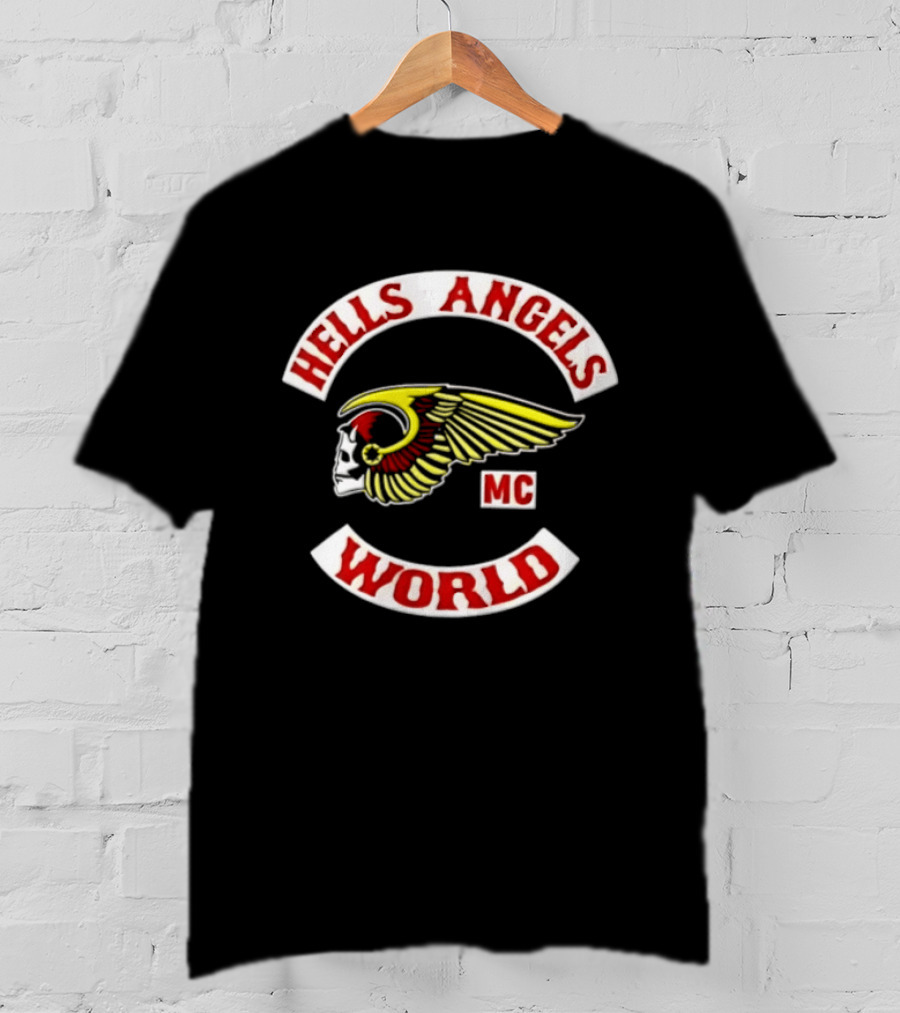 Hells Angels Skull Winged Helmet MC World T-Shirt