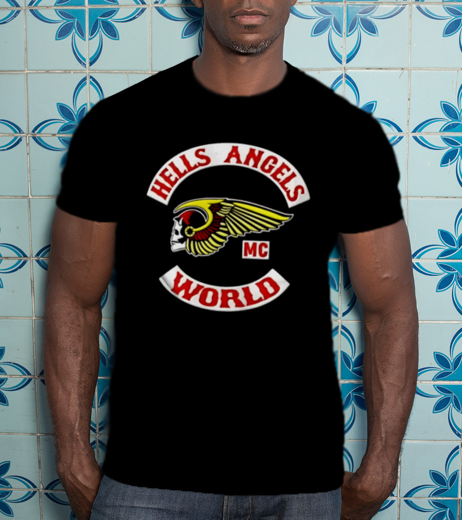 Hells Angels Skull Winged Helmet MC World T-Shirt