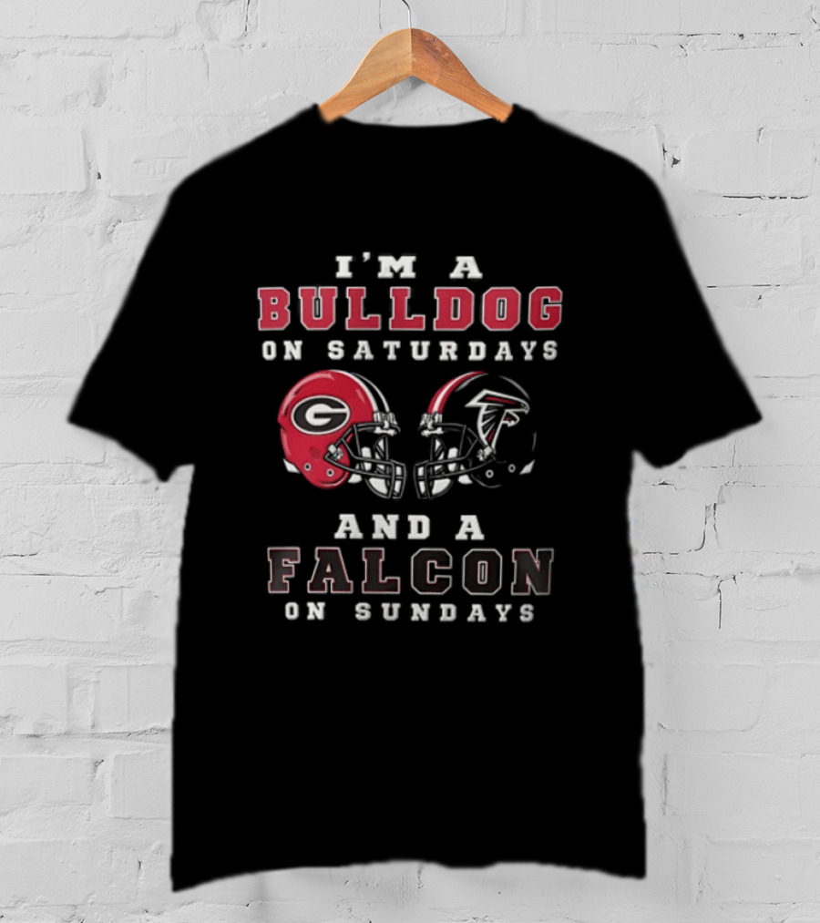 I'm A Bulldog On Saturdays And A Falcon On Sundays Georgia Atlanta Football Helmets T-Shirt