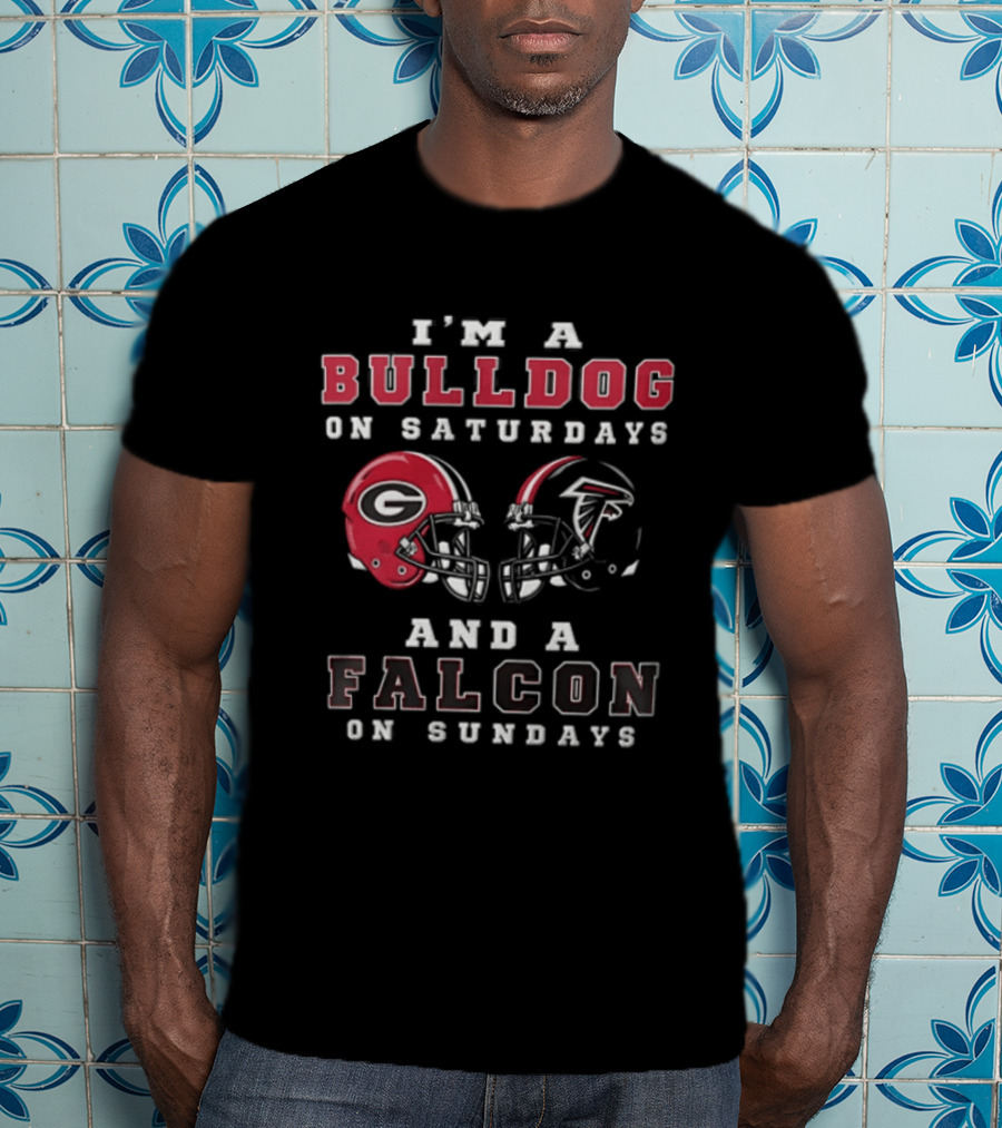 I'm A Bulldog On Saturdays And A Falcon On Sundays Georgia Atlanta Football Helmets T-Shirt