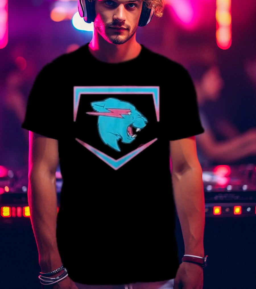 MrBeast Beast Edition Blue Panther Lightning Bolt T-Shirt
