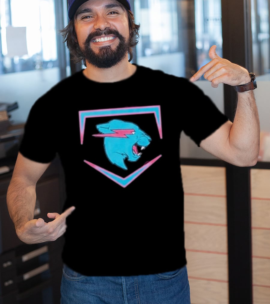 MrBeast Beast Edition Blue Panther Lightning Bolt T-Shirt