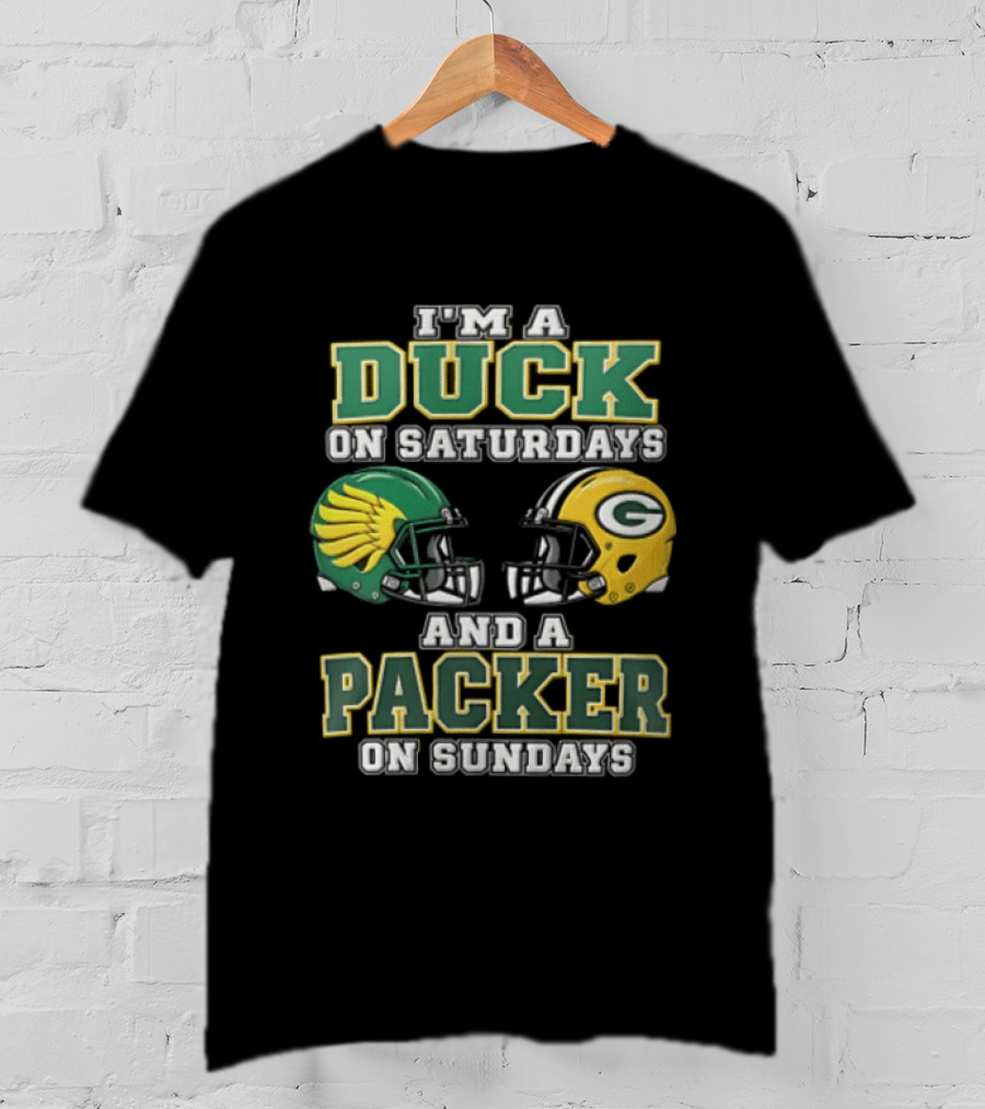 I'm A Duck On Saturdays And A Packer On Sundays Football Helmets T-Shirt