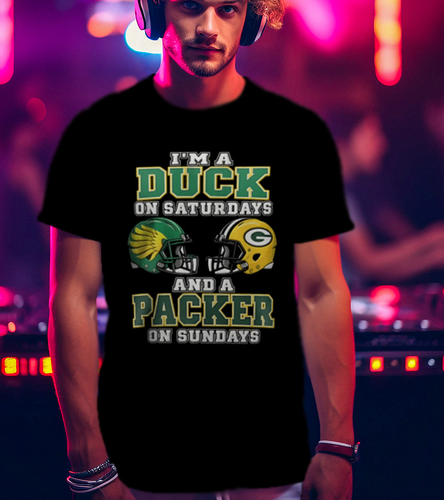 I'm A Duck On Saturdays And A Packer On Sundays Football Helmets T-Shirt