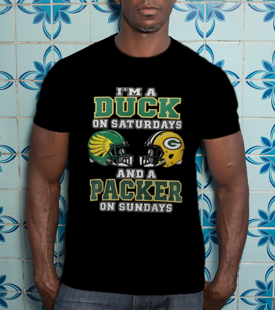 I'm A Duck On Saturdays And A Packer On Sundays Football Helmets T-Shirt