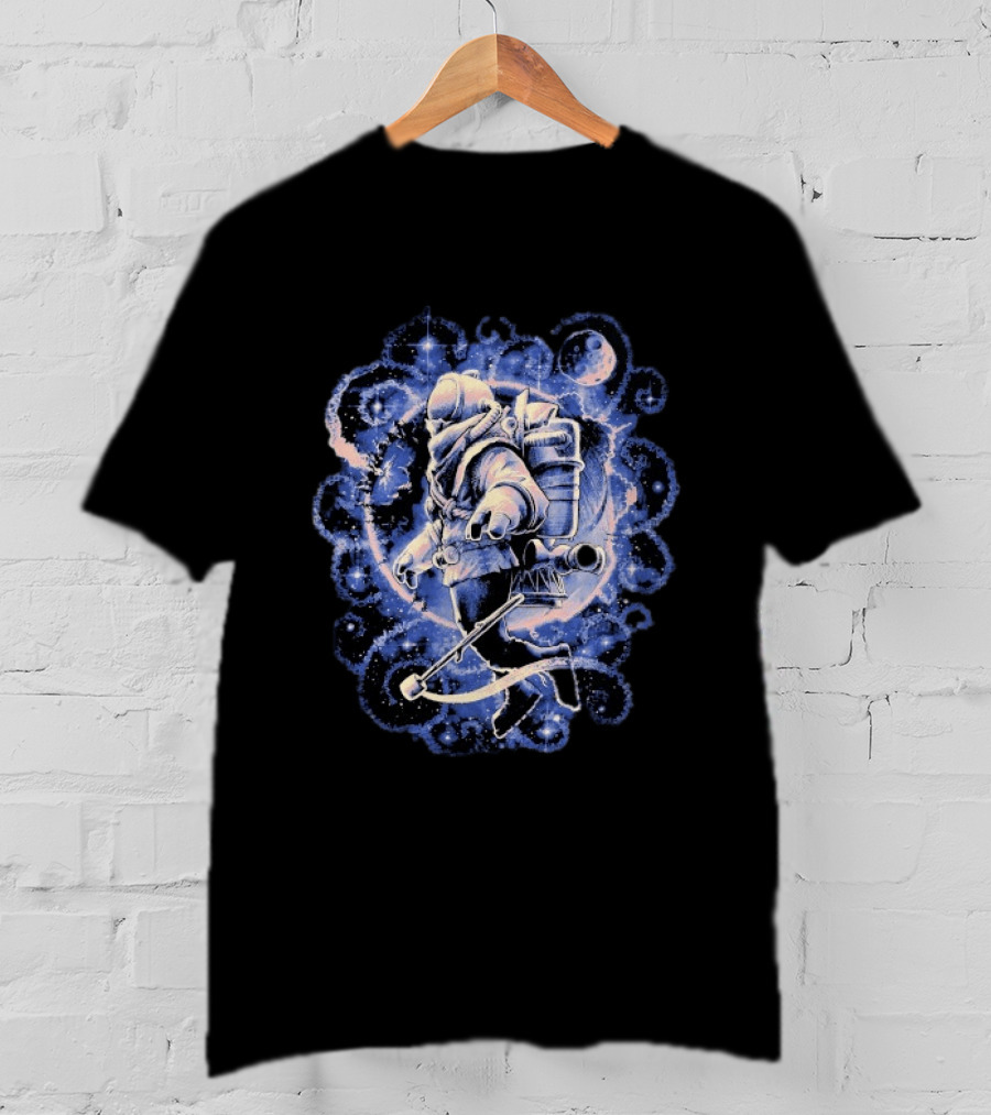 Outer Wilds Astronaut Exploring Celestial Wonders In Cosmic Adventure T-Shirt