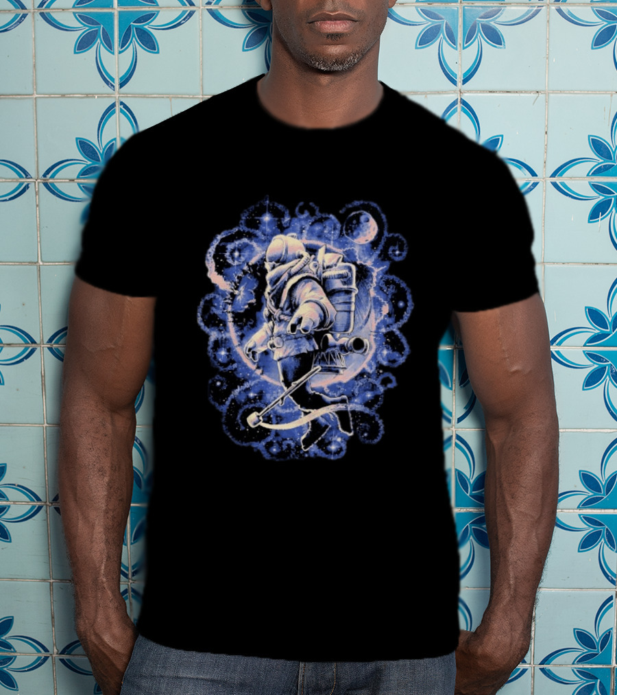 Outer Wilds Astronaut Exploring Celestial Wonders In Cosmic Adventure T-Shirt