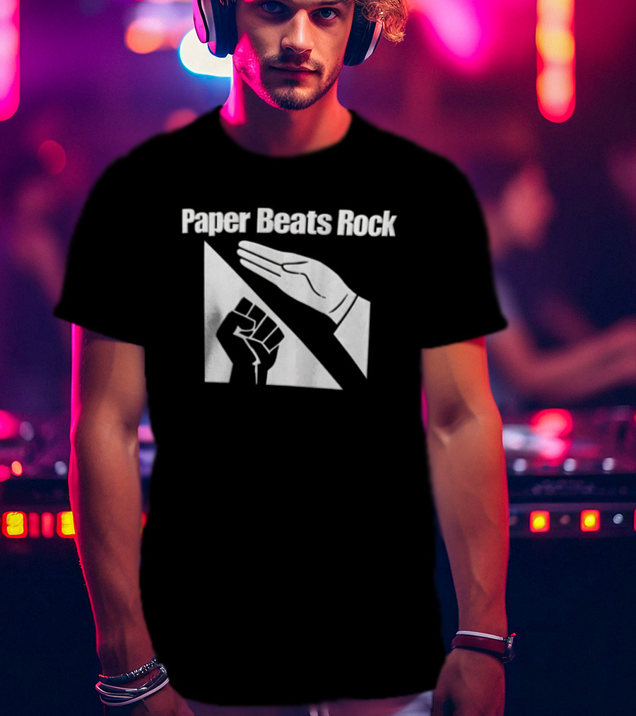 Paper Beats Rock Hand Gesture Fist T-Shirt