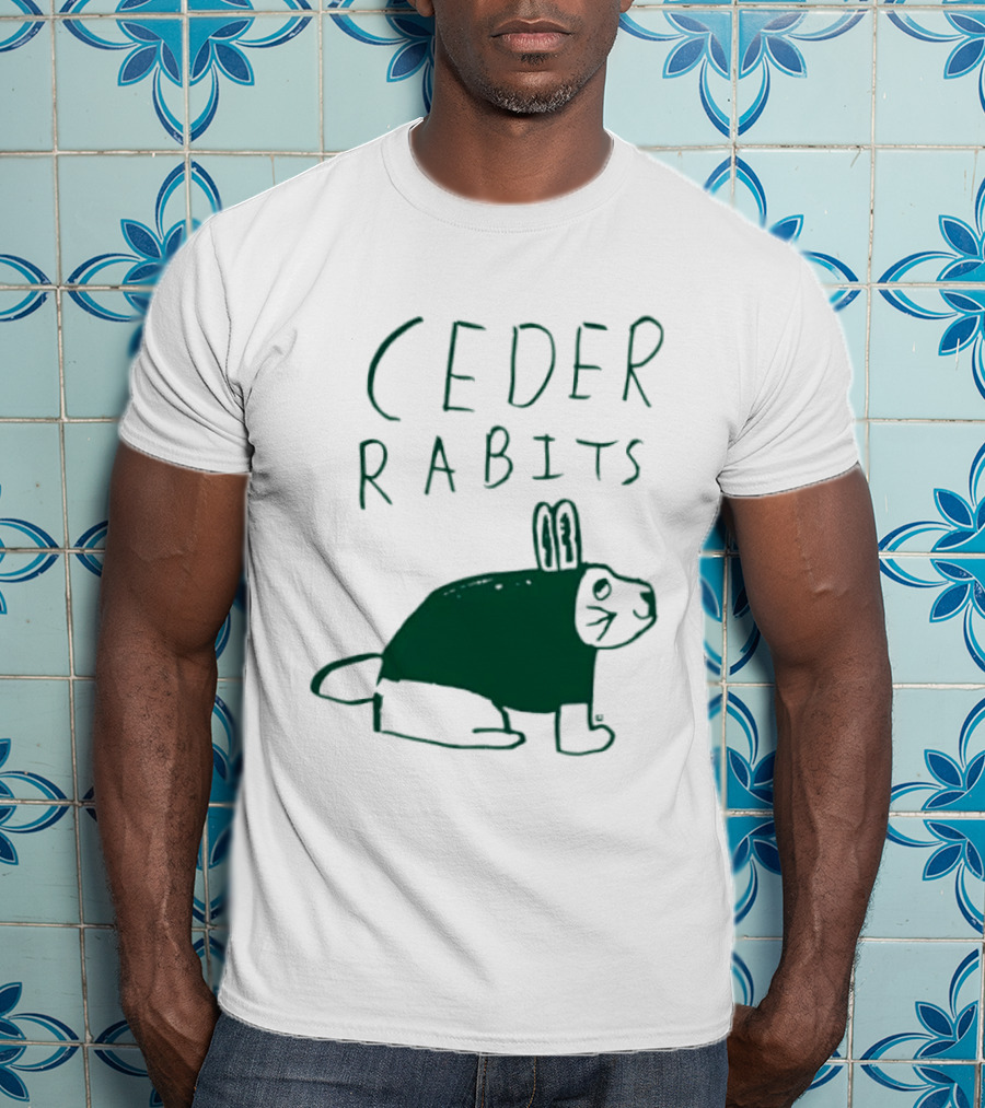 Cedar Rapids Ceder Rabits Playful Drawing T-Shirt