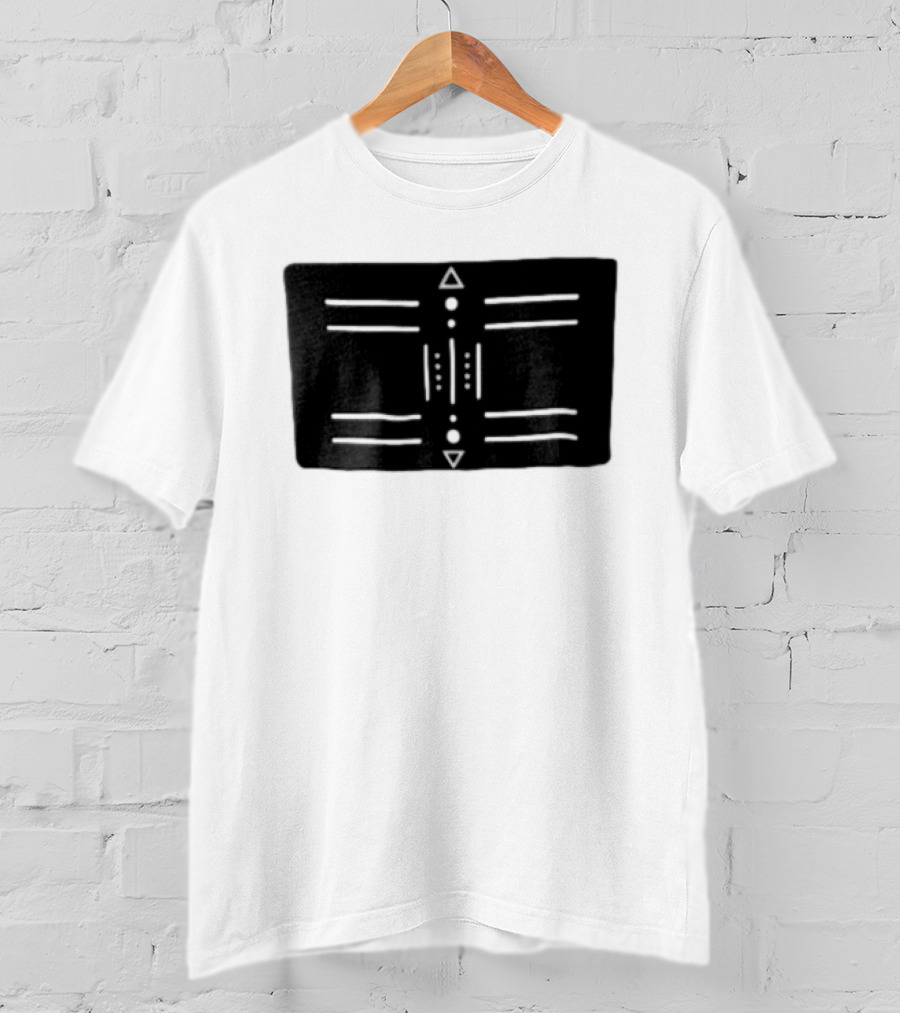 Black Geometric Tribal Design With Triangles And Dots T-Shirt