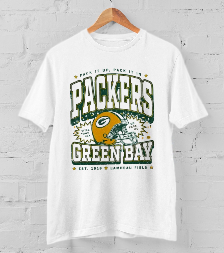 Pack It Up Pack It In Green Bay Packers Title Town USA Est 1919 Lambeau Field T-Shirt