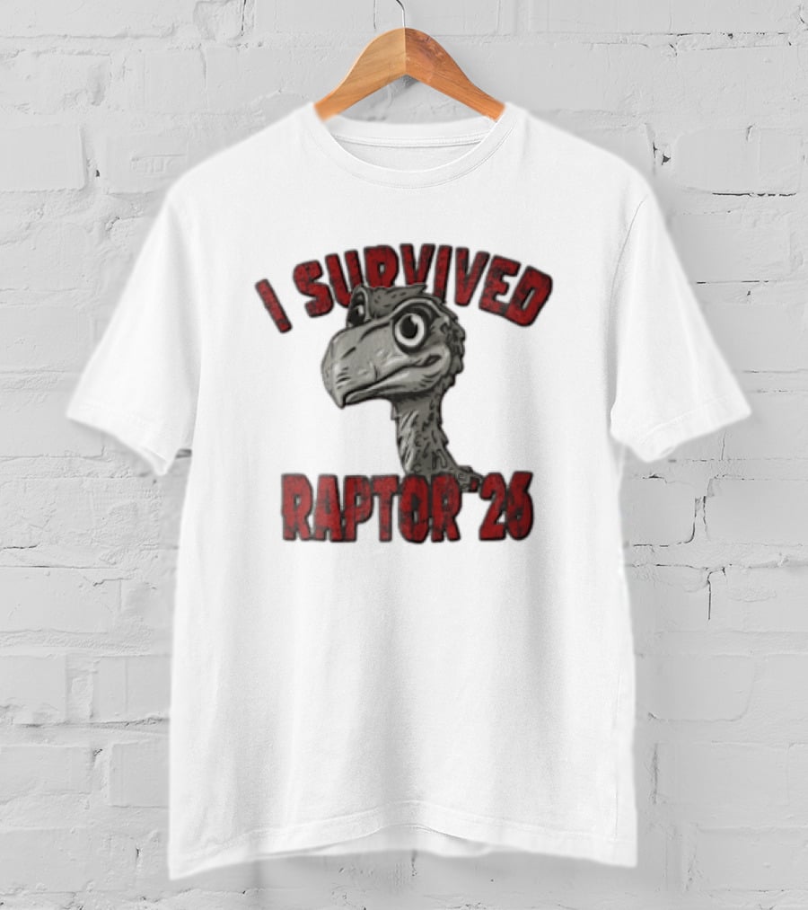 I Survived Raptor 26 Cartoon Dinosaur Head T-Shirt