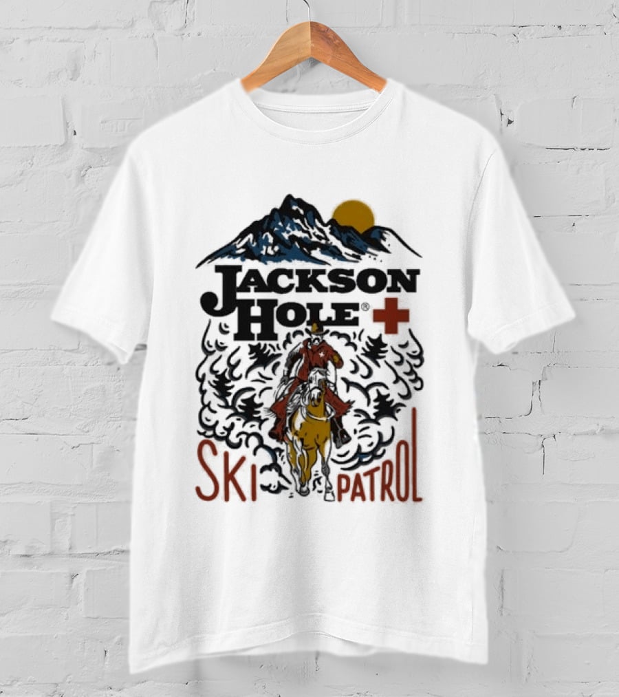 Jackson Hole Wyoming Mountain Cowboy Ski Patrol Adventure T-Shirt