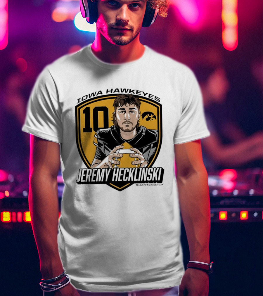 Iowa Hawkeyes 10 Jeremy Hecklinski Football Gold T-Shirt