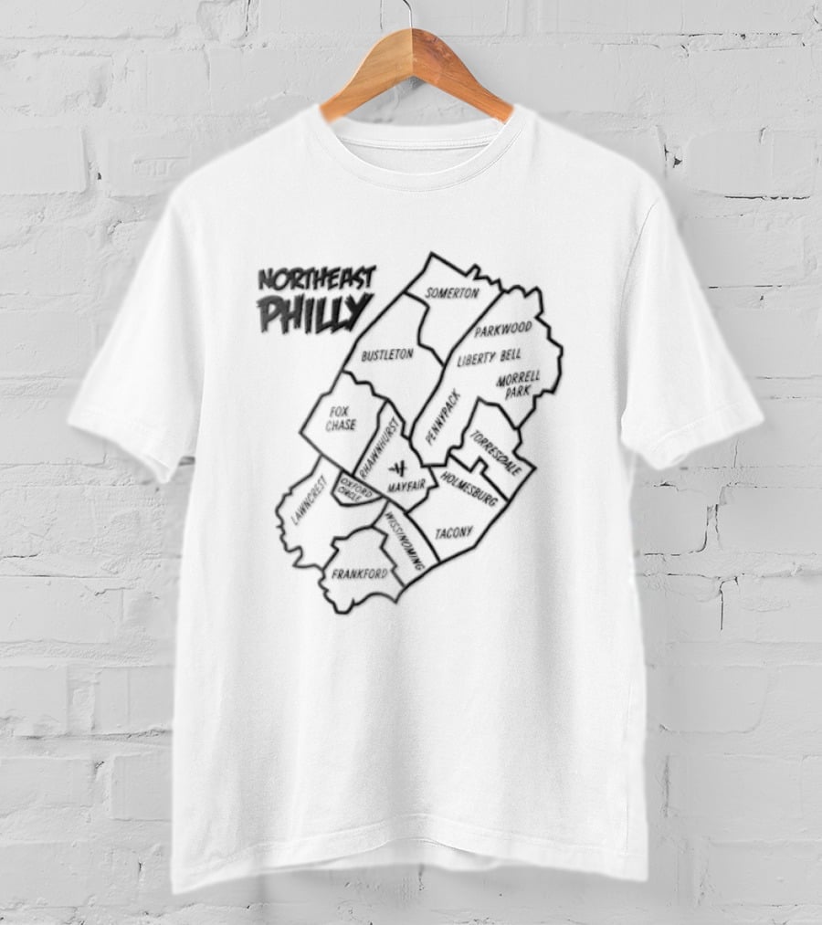 Northeast Philly Map Neighborhoods Orange T-Shirt