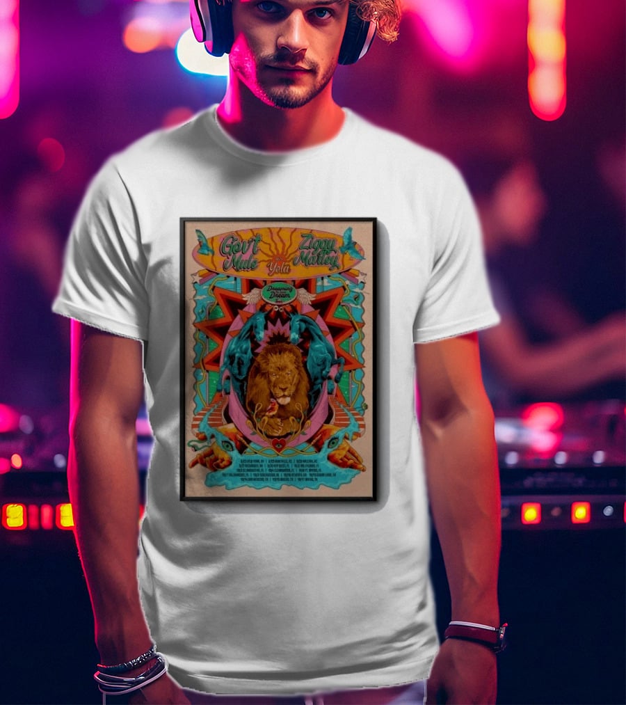 Gov't Mule Ziggy Marley Yola Dreaming The Same Dream Tour 2026 Lion Art And Dates T-Shirt