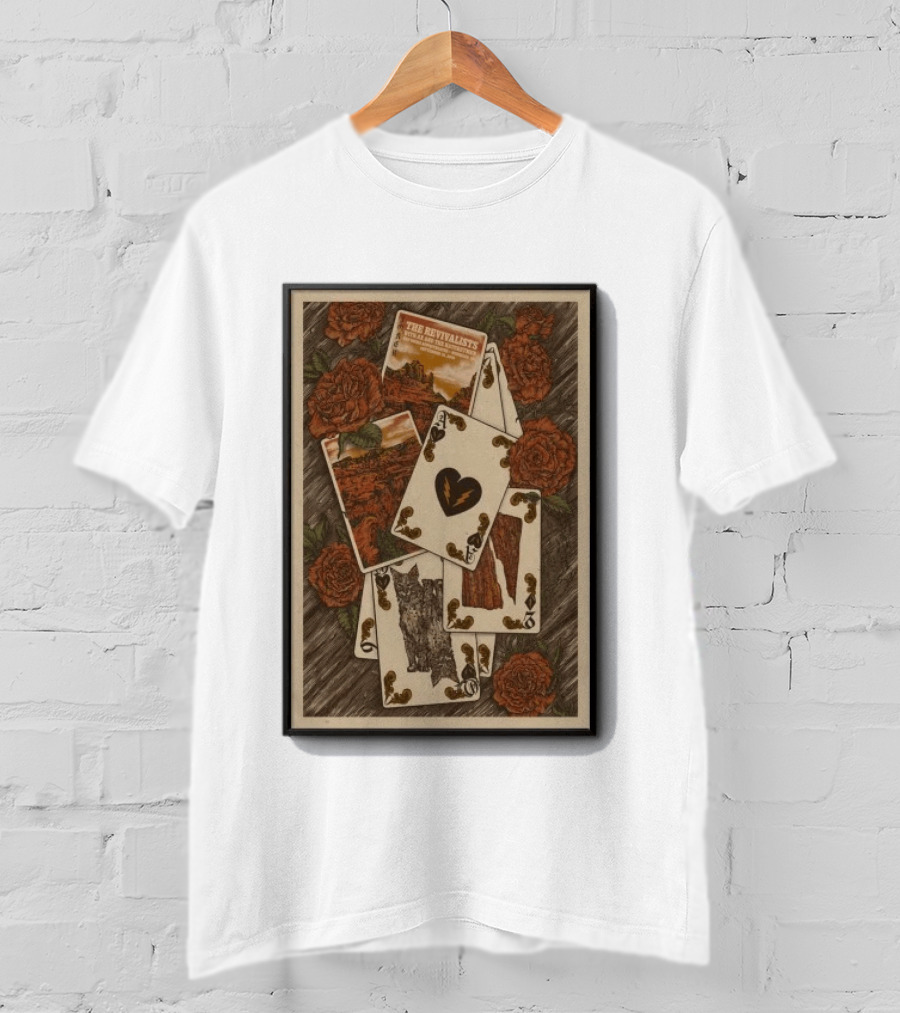 The Revivalists Red Rocks Amphitheatre Playing Cards Floral Art 9 25 2026 T-Shirt