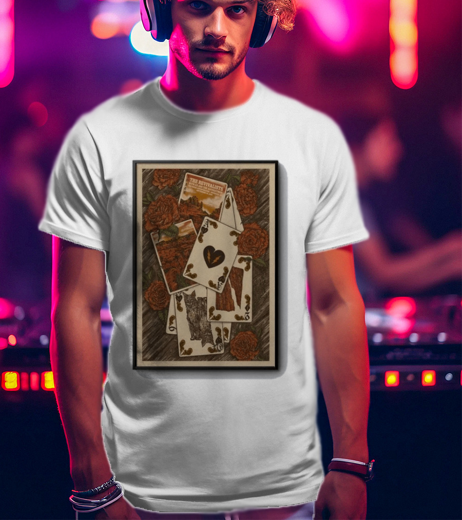 The Revivalists Red Rocks Amphitheatre Playing Cards Floral Art 9 25 2026 T-Shirt