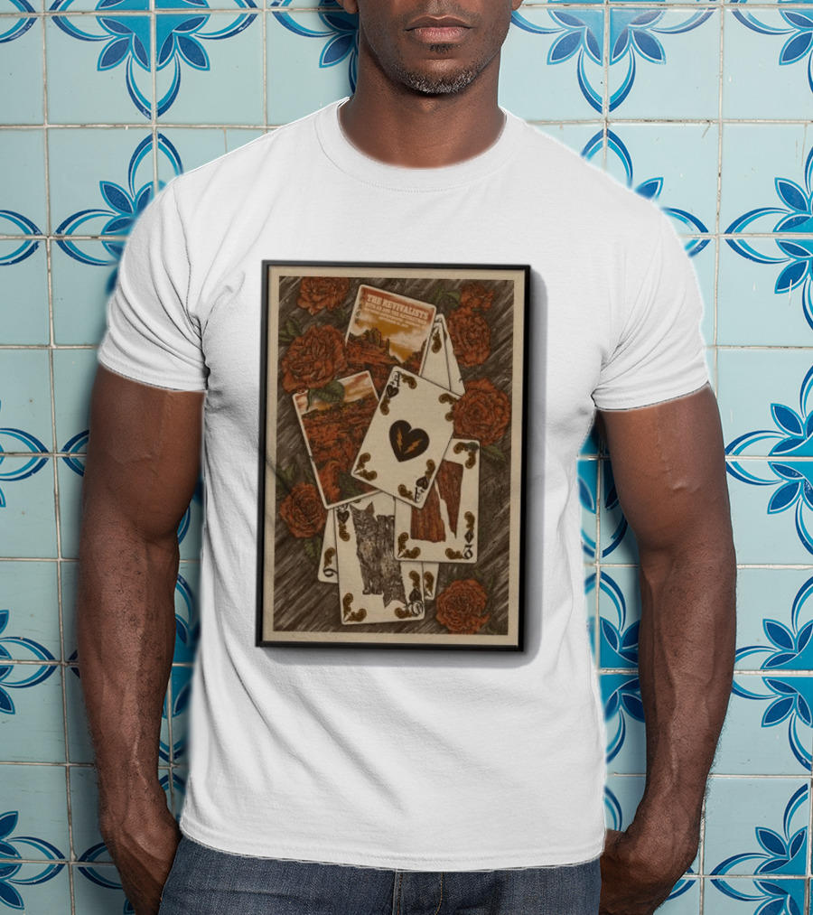 The Revivalists Red Rocks Amphitheatre Playing Cards Floral Art 9 25 2026 T-Shirt