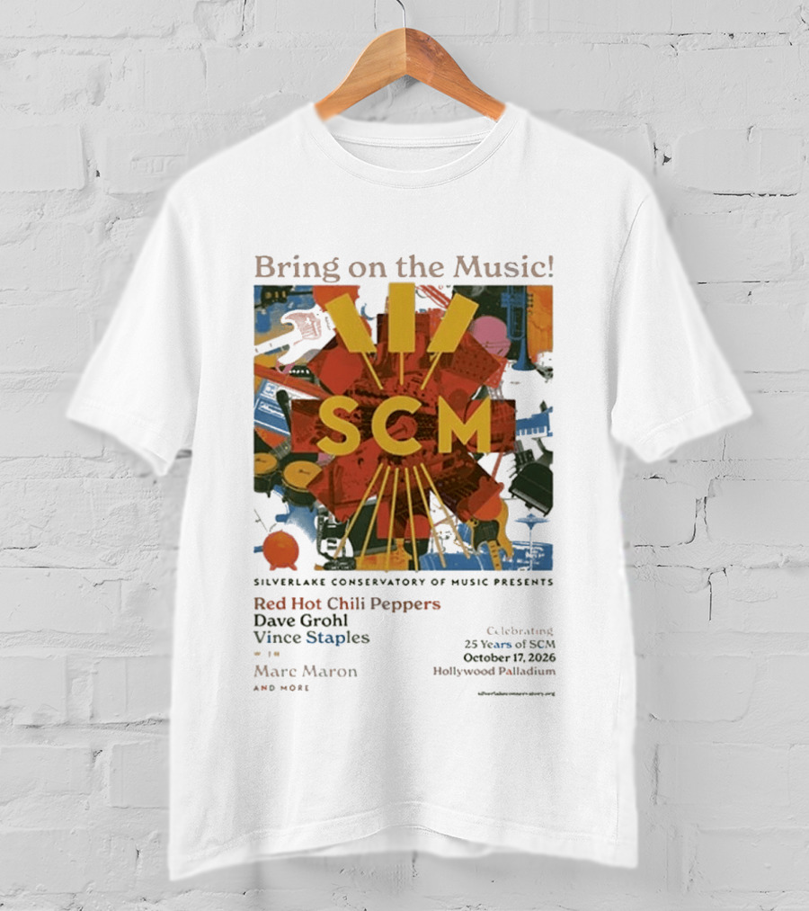 Bring On The Music Silverlake Conservatory Red Hot Chili Peppers Dave Grohl Vince Staples Event October 17 2026 Hollywood Palladium T-Shirt