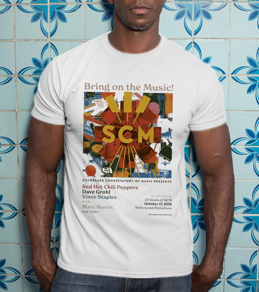 Bring On The Music Silverlake Conservatory Red Hot Chili Peppers Dave Grohl Vince Staples Event October 17 2026 Hollywood Palladium T-Shirt