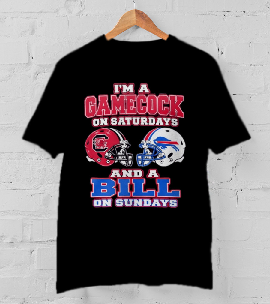 I'm A Gamecock On Saturdays And A Bill On Sundays Football Helmets T-Shirt