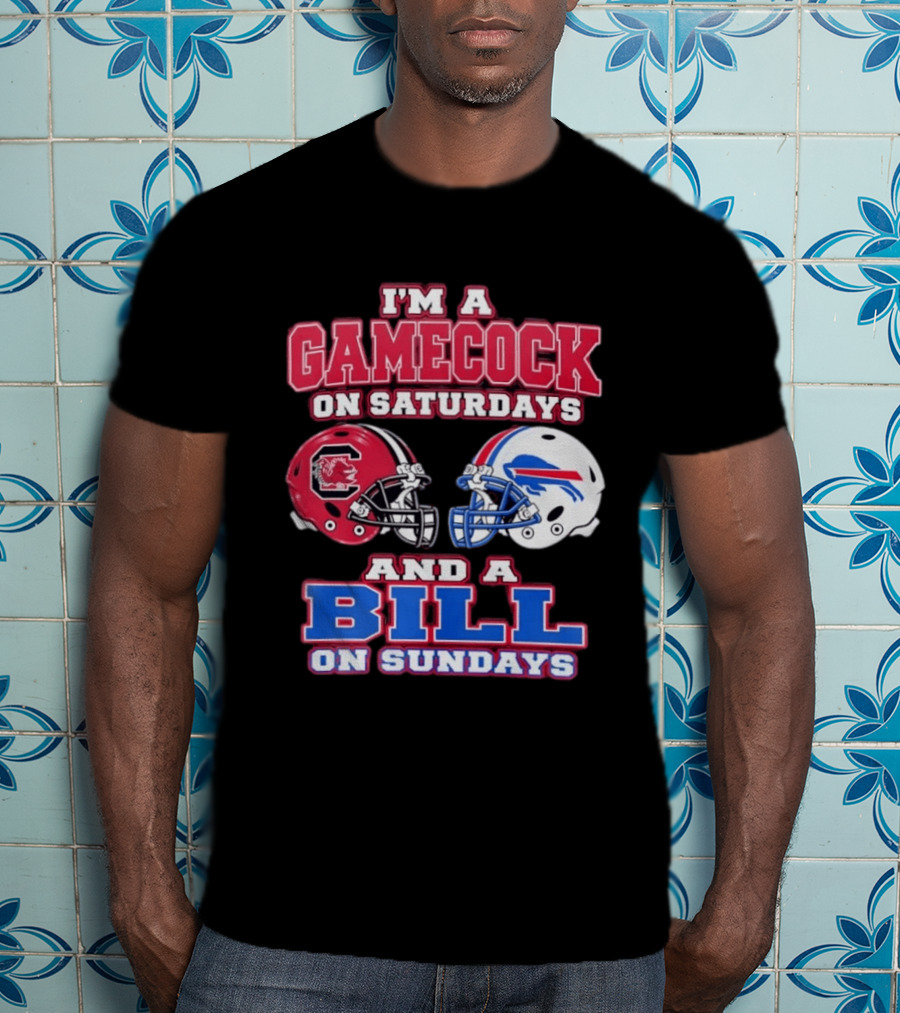 I'm A Gamecock On Saturdays And A Bill On Sundays Football Helmets T-Shirt
