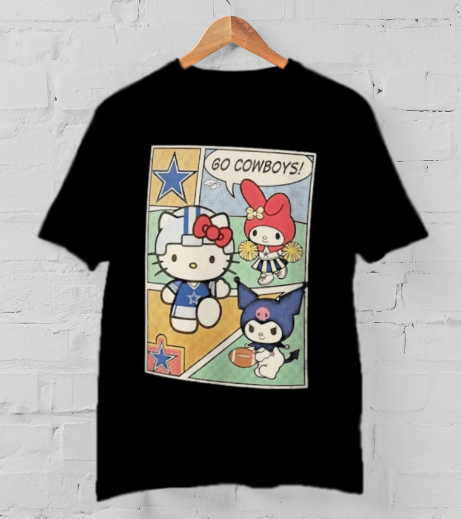 Dallas Cowboys Hello Kitty My Melody Kuromi Go Cowboys Comic T-Shirt