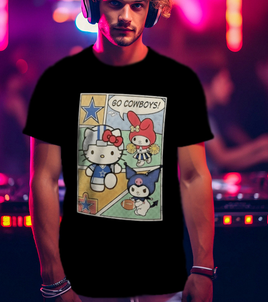Dallas Cowboys Hello Kitty My Melody Kuromi Go Cowboys Comic T-Shirt