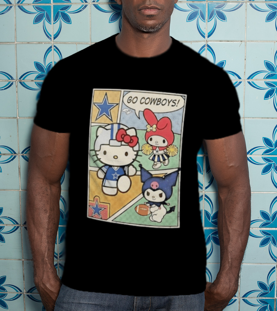 Dallas Cowboys Hello Kitty My Melody Kuromi Go Cowboys Comic T-Shirt
