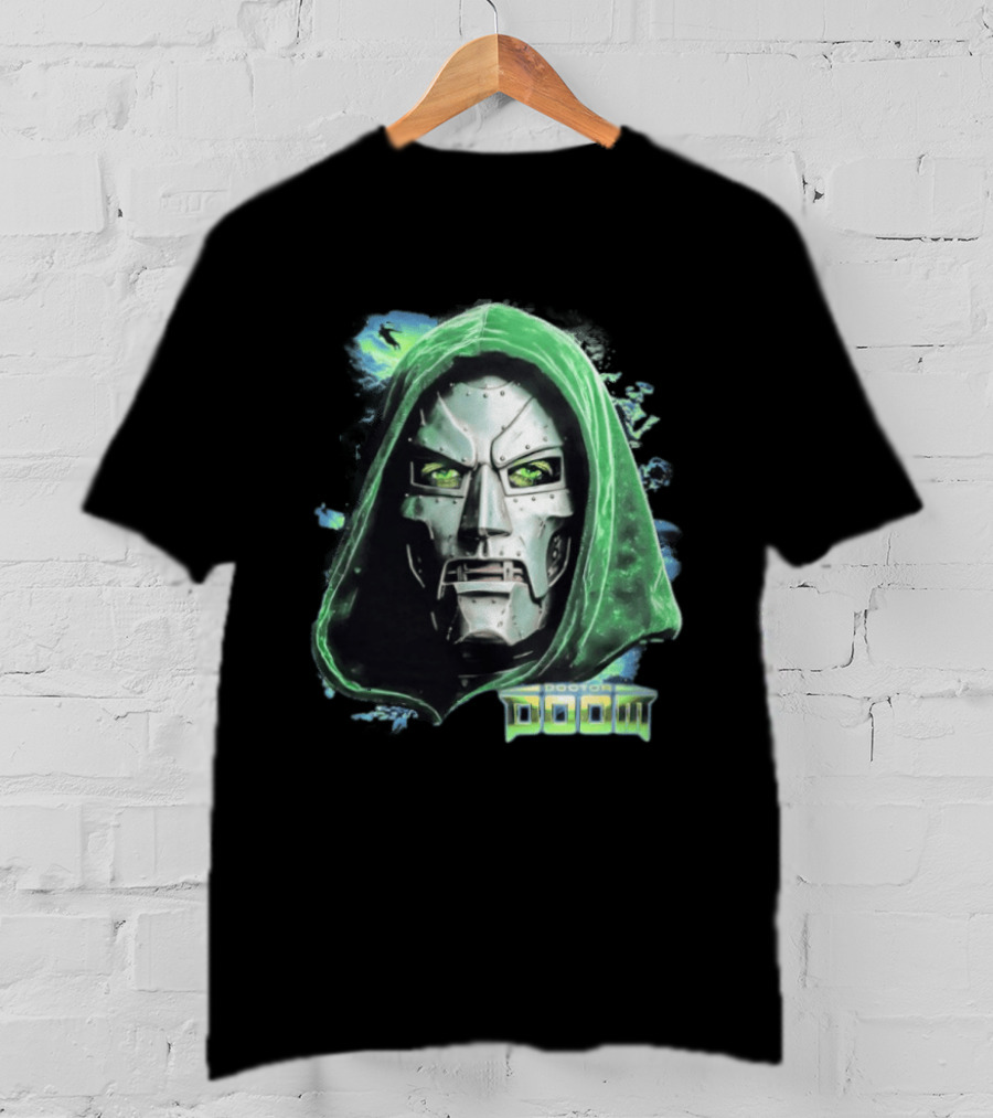Doctor Doom Marvel Green Hooded Mask Iconic Villain T-Shirt