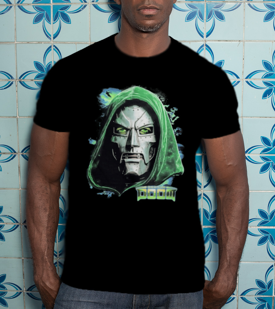 Doctor Doom Marvel Green Hooded Mask Iconic Villain T-Shirt