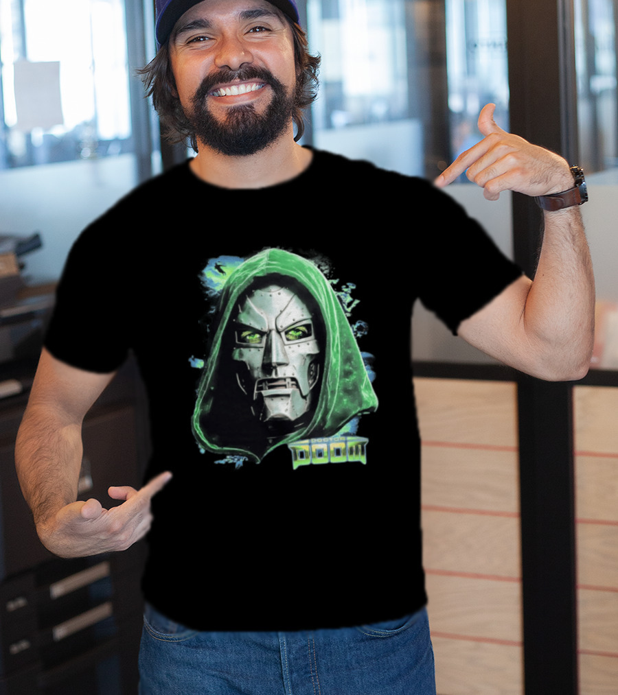 Doctor Doom Marvel Green Hooded Mask Iconic Villain T-Shirt