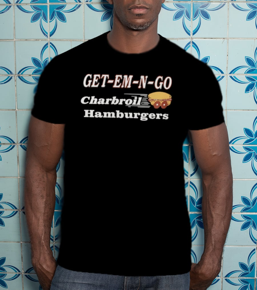 GET EM N GO Charbroil Hamburgers Vintage Style Classic Retro Burger Lovers T-Shirt