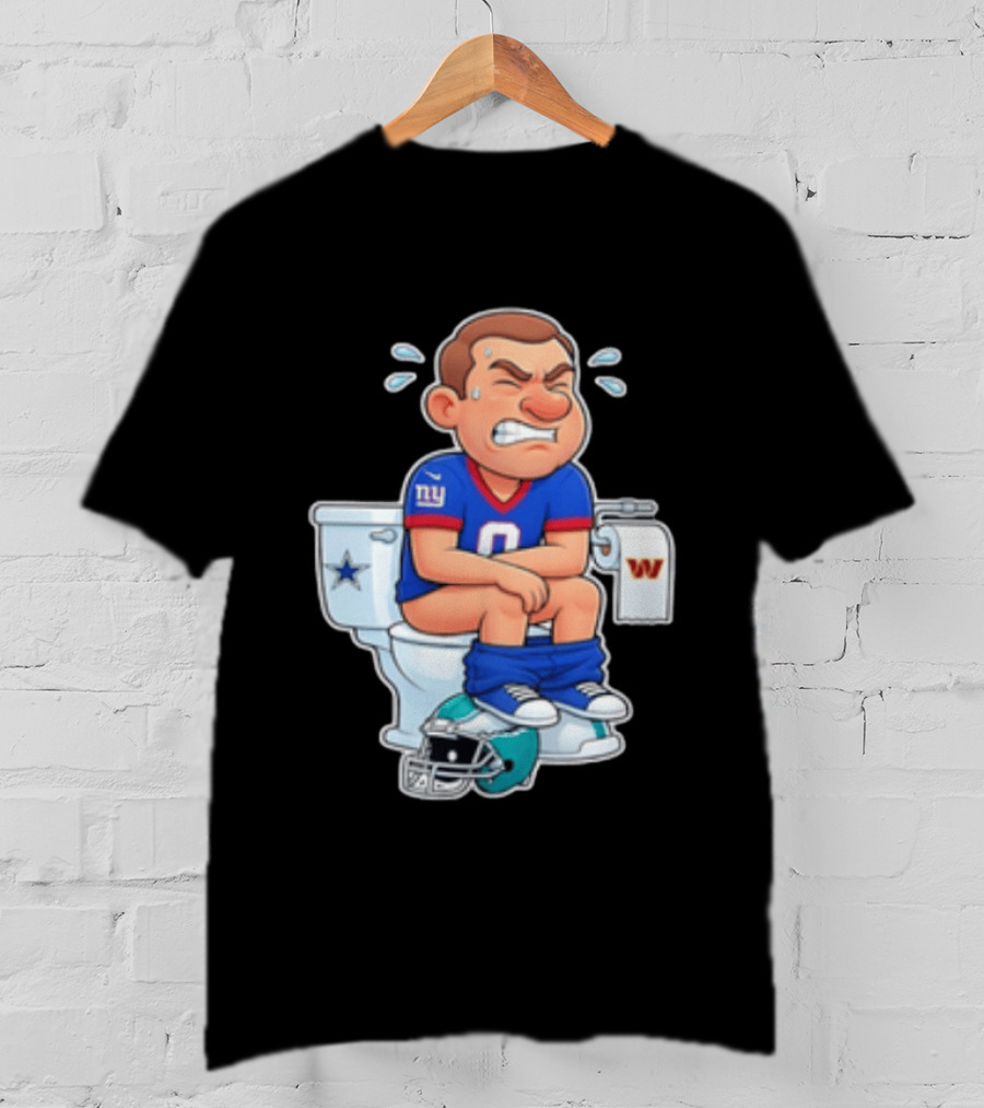 New York Giants Player Cartoon On Toilet With Football Rivalry T-Shirt