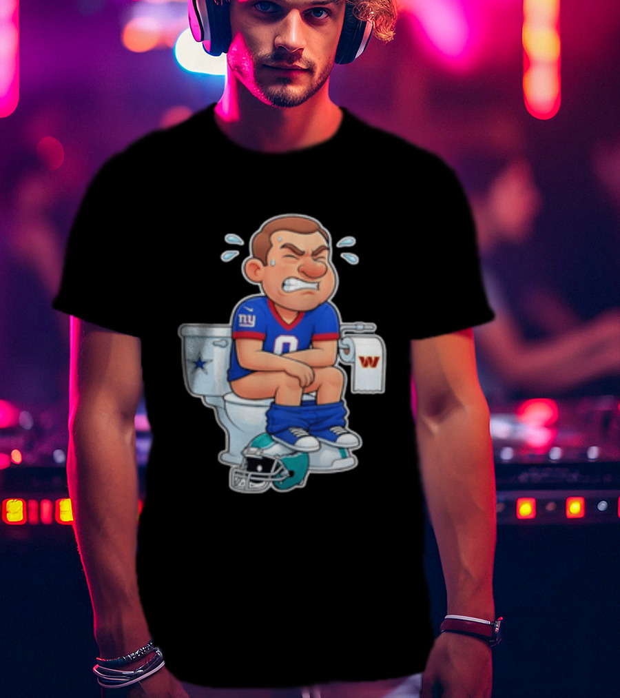 New York Giants Player Cartoon On Toilet With Football Rivalry T-Shirt