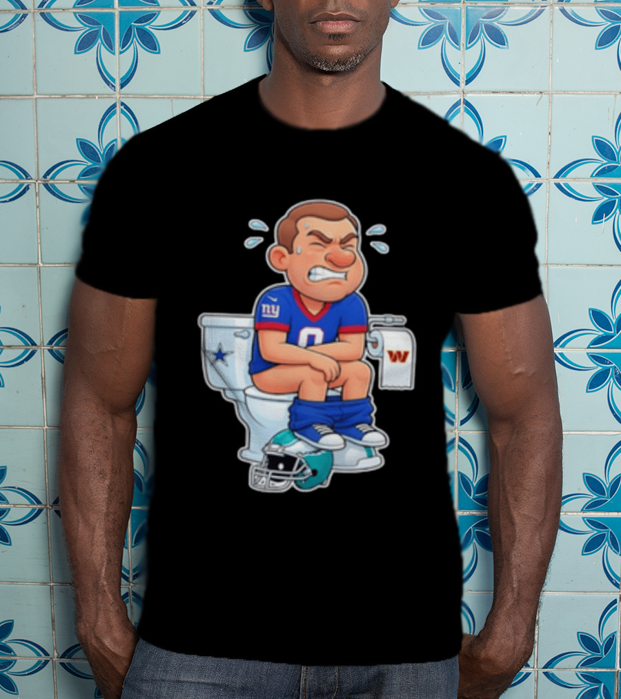 New York Giants Player Cartoon On Toilet With Football Rivalry T-Shirt