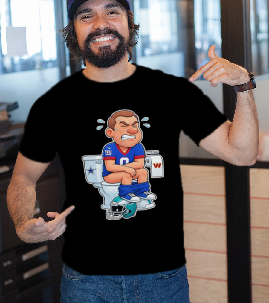 New York Giants Player Cartoon On Toilet With Football Rivalry T-Shirt