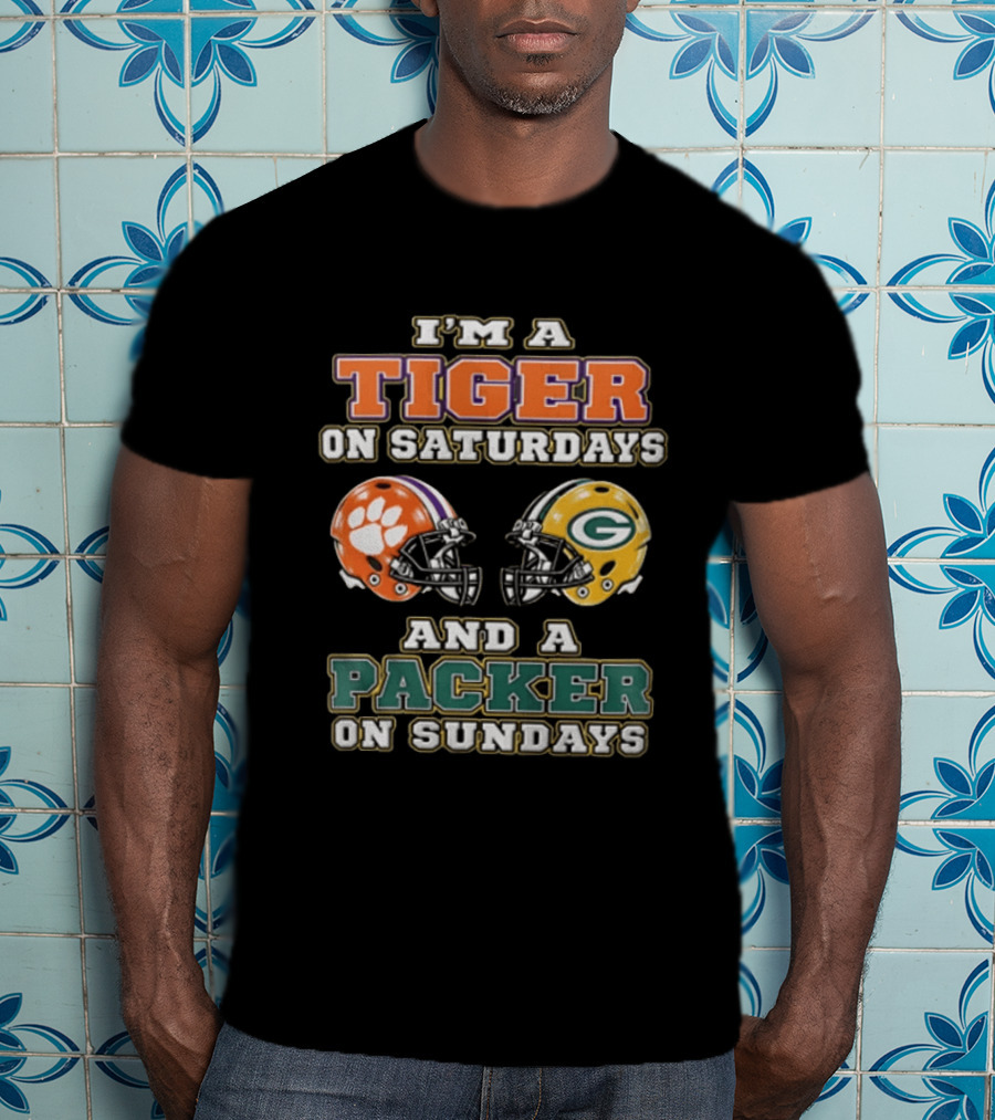 I'm A Tiger On Saturdays And A Packer On Sundays Clemson Green Bay Football Fan T-Shirt