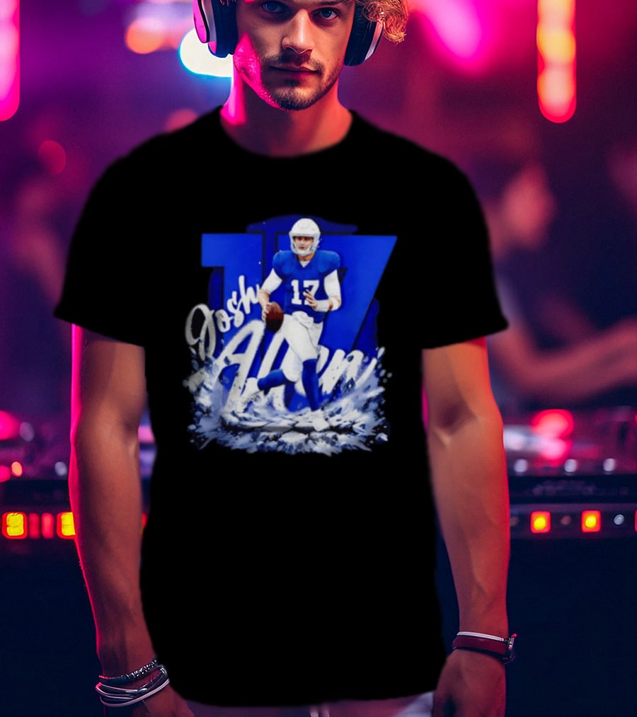 Josh Allen 17 Buffalo Bills Football Player Action T-Shirt